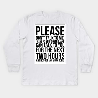 No self control (black text on white) Kids Long Sleeve T-Shirt